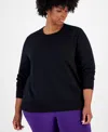 ID IDEOLOGY PLUS SIZE FLEECE CREWNECK PULLOVER TOP, CREATED FOR MACY'S