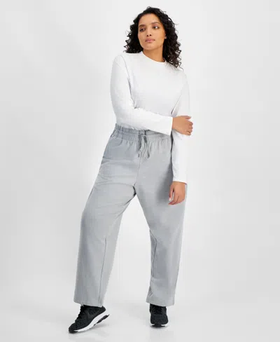 Id Ideology Plus Size Fleece Sweatpants, Created For Macy's In Zinc Hthr