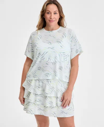 Id Ideology Plus Size Fluid Zebra Printed Relaxed T-shirt, Exclusively At Macy's