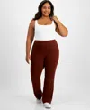 Id Ideology Plus Size High Rise Flared Leggings, Created For Macy's In Deep Burgundy