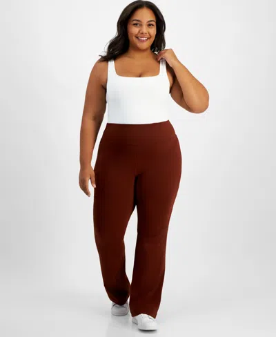 Id Ideology Plus Size High Rise Flared Leggings, Created For Macy's In Deep Burgundy