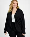 Id Ideology Plus Size Hooded Comfort Flow Cardigan, Created For Macy's In Deep Black