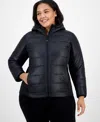 Id Ideology Plus Size Hooded Puffer Jacket, Created For Macy's In Black