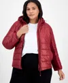 Id Ideology Plus Size Hooded Puffer Jacket, Created For Macy's In Brown