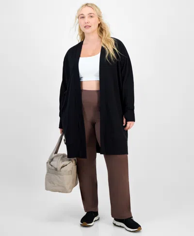 Id Ideology Plus Size Open-front Long-line Cardigan, Exclusively At Macy's