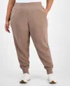 Id Ideology Plus Size Ottoman Jogger Pants, Created For Macy's In Brown
