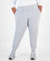 Id Ideology Plus Size Ottoman Jogger Pants, Created For Macy's In Zinc Heather