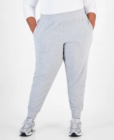 Id Ideology Plus Size Ottoman Jogger Pants, Created For Macy's In Zinc Heather