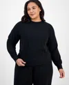 Id Ideology Plus Size Relaxed Crewneck Fleece Sweatshirt, Macy's Exclusive In Black