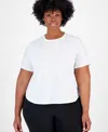 Id Ideology Plus Size Perforated Pieced Short-sleeve T-shirt, Created For Macy's In Bright White