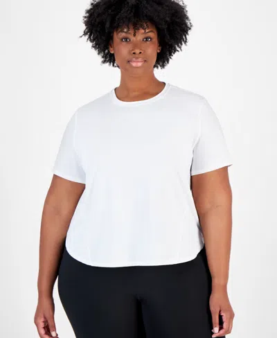 Id Ideology Plus Size Perforated Pieced Short-sleeve T-shirt, Created For Macy's In Bright White