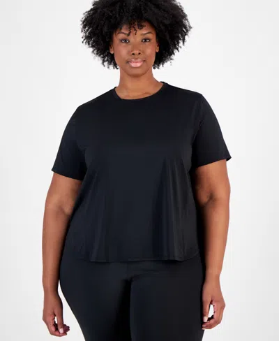 Id Ideology Plus Size Perforated Pieced Short-sleeve T-shirt, Created For Macy's In Deep Black