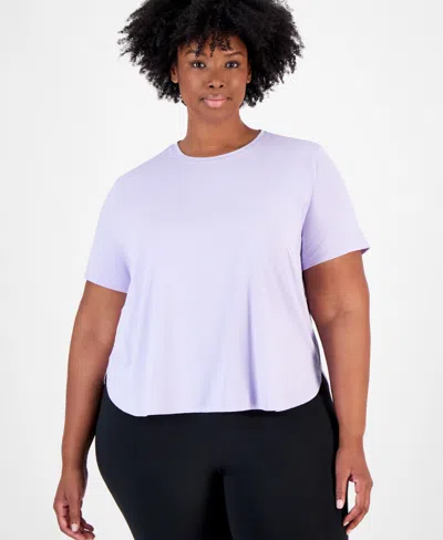 Id Ideology Plus Size Perforated Pieced Short-sleeve T-shirt, Created For Macy's In Lavender Satch