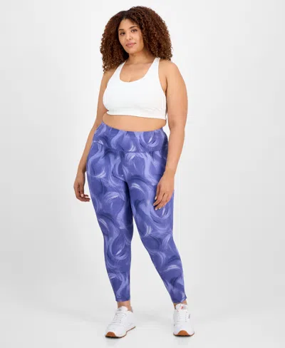 Id Ideology Plus Size Printed Compression Leggings, Exclusively At Macy's In Purple Cab