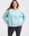 Id Ideology Women's Crewneck Vented-hem Sweatshirt, Macy's Exclusive In Blue