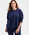 Id Ideology Plus Size Relaxed Crewneck Fleece Sweatshirt, Macy's Exclusive In Blue