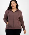Id Ideology Plus Size Relaxed Full-zip Fleece Hoodie, Created For Macy's In Brown