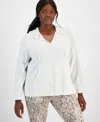 Id Ideology Plus Size Relaxed Full-zip Fleece Hoodie, Created For Macy's In Tofu