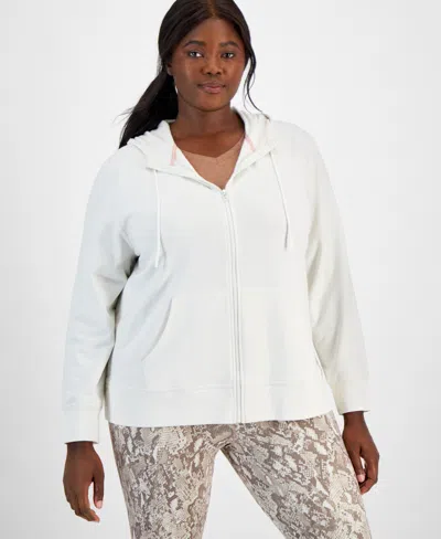 Id Ideology Plus Size Relaxed Full-zip Fleece Hoodie, Created For Macy's In Tofu