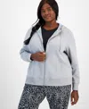 Id Ideology Plus Size Relaxed Full-zip Fleece Hoodie, Created For Macy's In Zinc Hthr