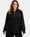 Id Ideology Women's Relaxed Quilted Half-zip Hoodie, Macy's Exclusive In Black