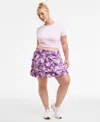 Id Ideology Plus Size Relaxed Smoky Dye Jersey Flounce Skort, Macy's Exclusive