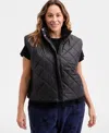 Id Ideology Plus Size Relaxed Zip-front Sherpa Vest, Macy's Exclusive In Multi