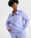 Id Ideology Plus Size Shawl-collar Quarter-zip Top, Exclusively At Macy's In Thistle Down