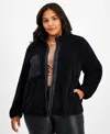 Id Ideology Plus Size Sherpa Jacket, Created For Macy's In Deep Black
