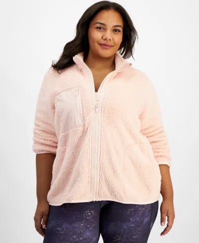Id Ideology Plus Size Sherpa Jacket, Created For Macy's In Rose Tint