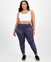 Id Ideology Plus Size Midnight Foil 7/8 Leggings, Created By Macy's In Blue
