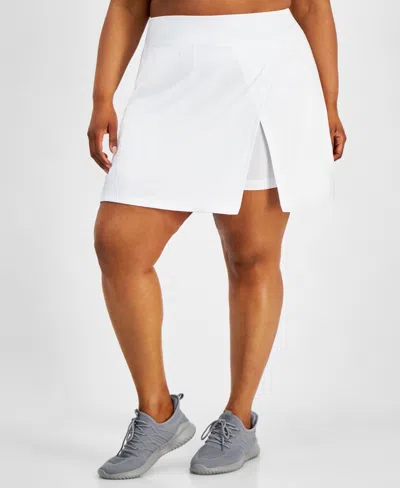 Id Ideology Plus Size Side-slit Skort, Created For Macy's In Bright White