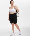 Id Ideology Plus Size Essentials High Waist Bike Shorts, Created For Macy's In Deep Black