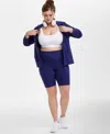 Id Ideology Plus Size Soft 10" Bike Shorts, Exclusively At Macy's In Tartan Blue
