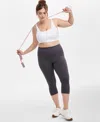Id Ideology Plus Size Soft Cropped Leggings, Exclusively At Macy's In Deep Charcoal