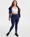 Id Ideology Plus Size Soft Flex High-rise Leggings, Macy's Exclusive In Blue