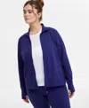 Id Ideology Plus Size Soft Flex Solid Full-zip Jacket, Created For Macy's In Blue
