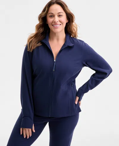 ID IDEOLOGY PLUS SIZE SOFT FLEX SOLID FULL-ZIP JACKET, CREATED FOR MACY'S