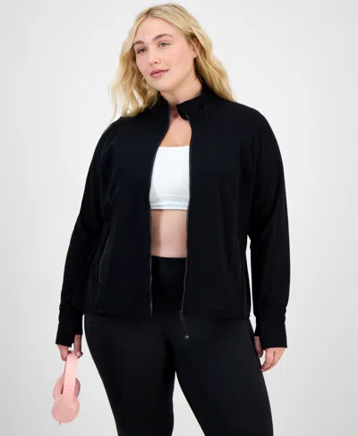 Id Ideology Plus Size Soft Flex Solid Full-zip Jacket, Created For Macy's In Blue