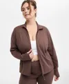 Id Ideology Plus Size Soft Flex Solid Full-zip Jacket, Created For Macy's In Brownie