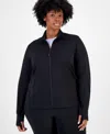 Id Ideology Plus Size Soft Flex Solid Full-zip Jacket, Created For Macy's In Deep Black