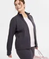 Id Ideology Plus Size Soft Flex Solid Full-zip Jacket, Created For Macy's In Deep Charcoal