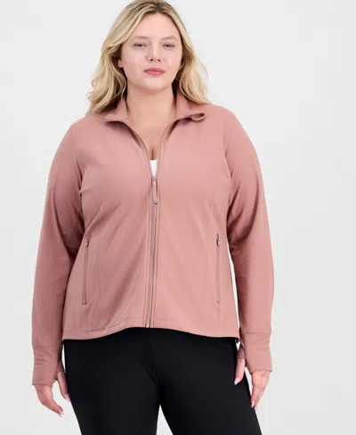 Id Ideology Plus Size Soft Flex Solid Full-zip Jacket, Created For Macy's