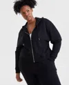 Id Ideology Plus Size Soft Touch Full-zip Hoodie, Exclusively At Macy's In Deep Black