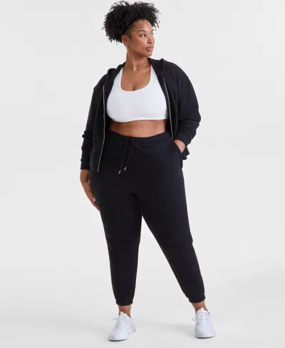 Id Ideology Plus Size Soft-touch Knit Ankle Joggers, Exclusively At Macy's In Deep Black