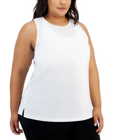 Id Ideology Plus Size Solid Birdseye Mesh Racerback Tank Top, Created For Macy's In Storm Grey