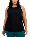 ID IDEOLOGY PLUS SIZE SOLID BIRDSEYE MESH RACERBACK TANK TOP, CREATED FOR MACY'S