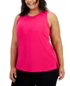 Id Ideology Plus Size Solid Birdseye Mesh Racerback Tank Top, Created For Macy's In Pink Drgn Fruit