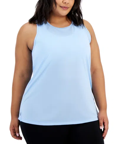 Id Ideology Plus Size Solid Birdseye Mesh Racerback Tank Top, Created For Macy's In Skysail Blue