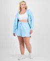 Id Ideology Plus Size Solid-color Knit Pull-on Shorts, Exclusively At Macy's